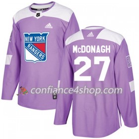 Adidas Maillot de Hockey New York Rangers Ryan McDonagh 27 2017-2018 Violet Fights Cancer Practice Authentic - Homme